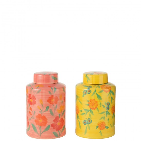 J-Line J Line pot avec couvercle Pots avec couvercles. Jolipa Jarre Fleuri Alegria Argile Mix Assortiment De 2.