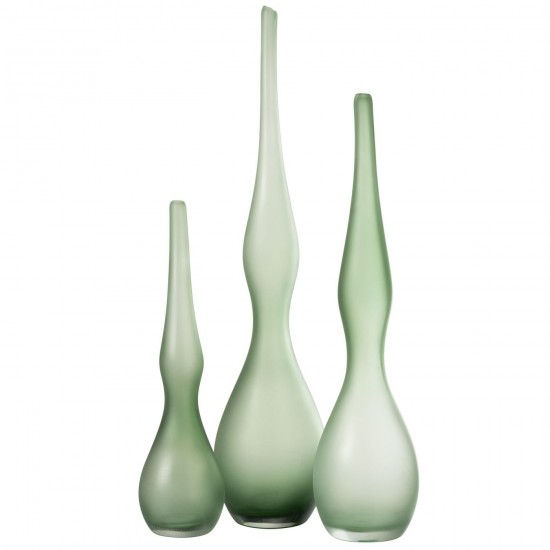J-Line J Line Grands vases Grand vase Vases hauts Vase haut. Jolipa Set 3 Vase Adria Courbe Flute Verre Vert Menthe.