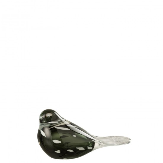 J-Line J Line oiseaux sur pied statuettes Jolipa Oiseau Verre Blanc Noir Large.