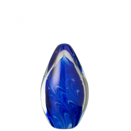 J-Line J Line presse papiers Jolipa Presse Papier Polypus Oval Verre Transparent Bleu Large.