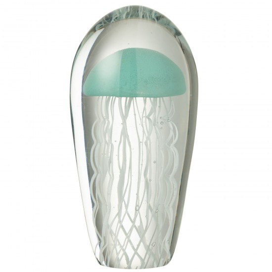 J-Line J Line presse papiers Jolipa Presse Papier Calypso Oval Verre Transparent Bleu Clair Large.