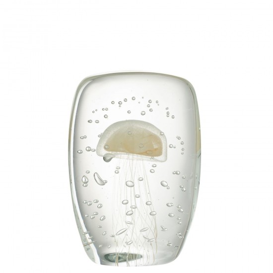 J-Line J Line presse papiers Jolipa Presse Papier Calypso Triangle Verre Transparent Beige Large.