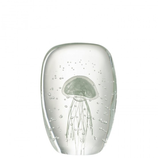 J-Line J Line presse papiers Jolipa Presse Papier Calypso Carre Verre Transparent Vert Large.