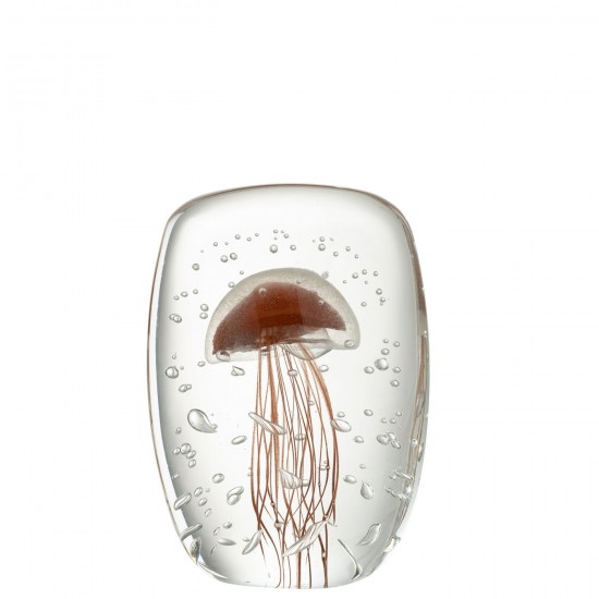 J-Line J Line presse papiers Jolipa Presse Papier Calypso Carre Verre Transparent Rouge Marron Large.