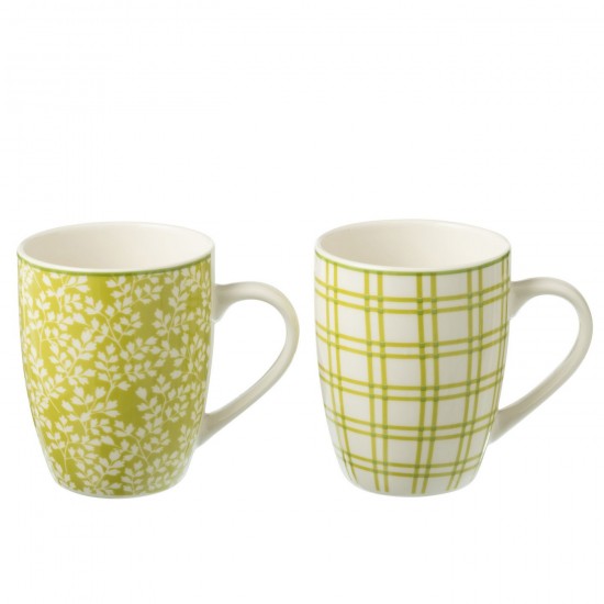 J-Line J Line tasses de cafe Jolipa Boite 2 Mugs Ceramique Vert.