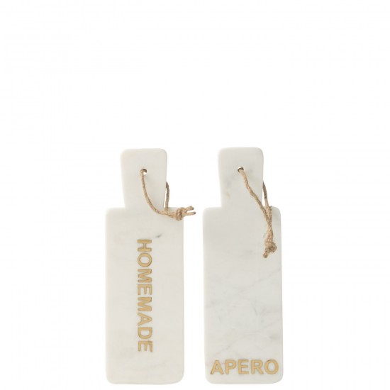 J-Line J Line planches à découper Jolipa Planche A Fromage Rectangle Apero Homemade Marbre Blanc Assortiement De 2.