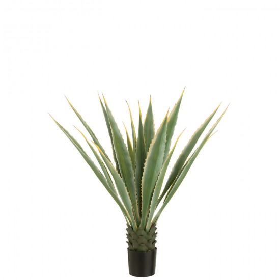 J-Line J Line plantes en pot Jolipa Agave Jaune Pot Bord Artificiel Vert.