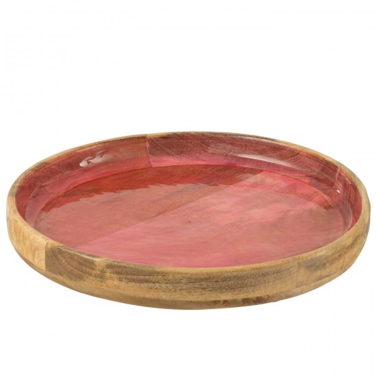 J-Line J Line plateaux plats Jolipa Plateau Rond Bois De Manguier Rose.