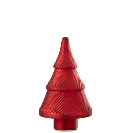 J-Line J Line arbres sapins de noel sur pied Jolipa Sapin De Noël Oxydé Cotelé Verre Rouge Small.