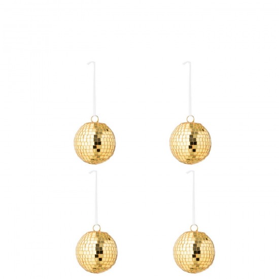 J-Line J Line boules de noel Jolipa Boite De 4 Boule De Noël Miroir Verre Jaune Small.