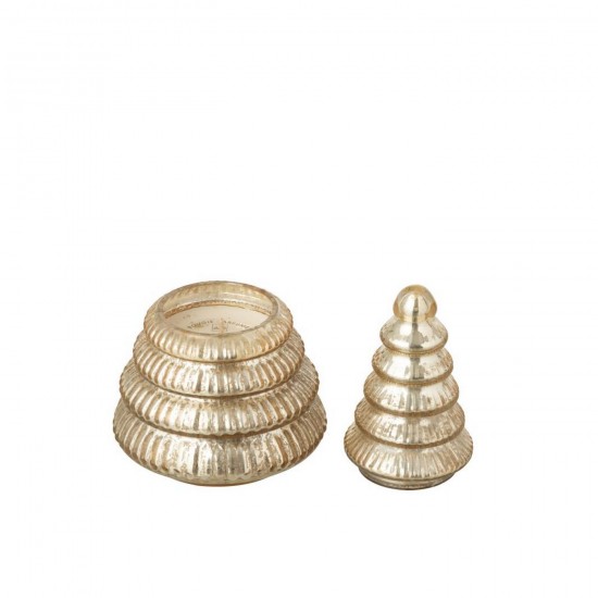 J-Line J Line bougies parfumées Jolipa Bougie Parfumée Arbre Cotelé Verre Doré Small.
