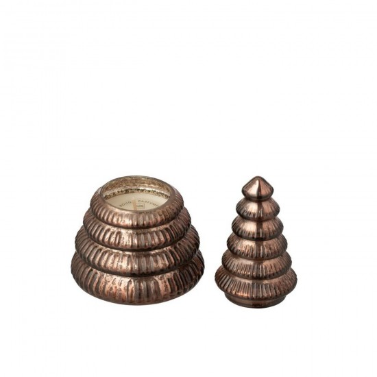 J-Line J Line bougies parfumées Jolipa Bougie Parfumée Arbre Cotelé Verre Marron Small.