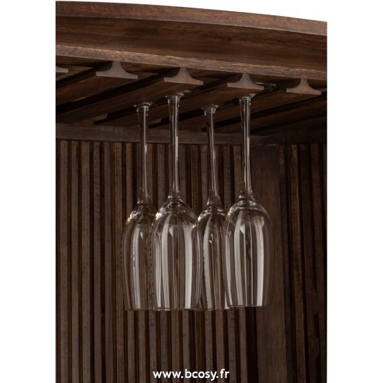J-Line armoires bar Armoire Bar Reyi Bois De Manguier Brun Fonce