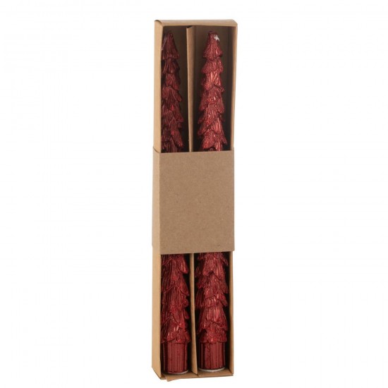 J-Line J Line bougies Jolipa Boite De 2 Bougie Arbre Paraffine Rouge Noël 3H.