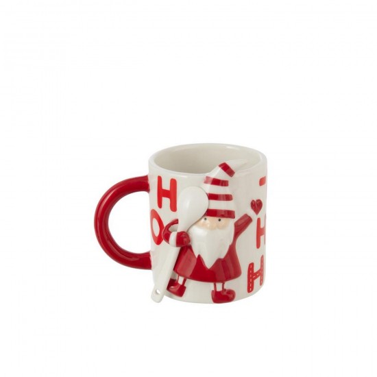 J-Line J Line grande tasses Gobelins Jolipa Mug Cuillère Père Noël Dolomite Blanc Rouge.