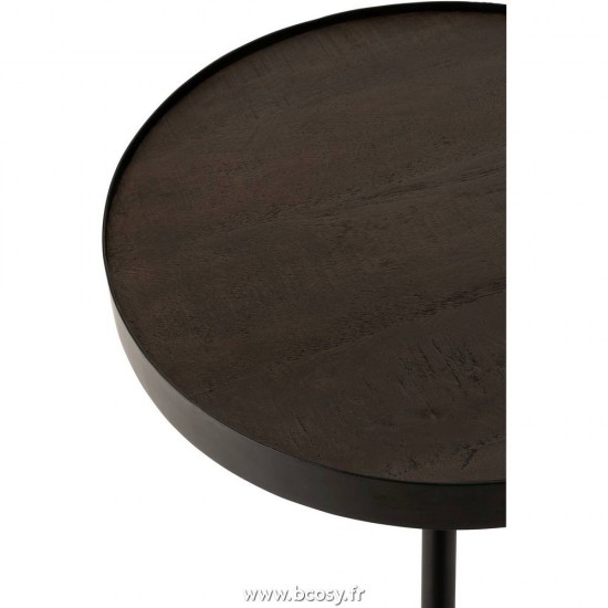 J-Line tables d appoint bouts de canapé Jolipa Jline Table Gigogne Fien Haut Bois De Manguier Fer Brun Fonce Noir