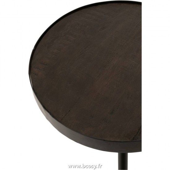 J-Line tables d appoint bouts de canapé Jolipa Jline Table Gigogne Fien Bois De Manguier Fer Brun Fonce Noir