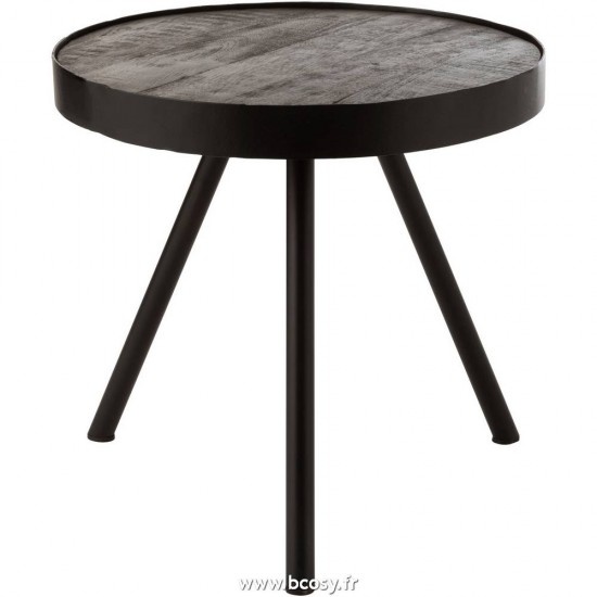 J Line Table Gigogne Fien Bois De Manguier Fer Brun Fonce Noir 50 Jline 5632 by Jolipa 5632