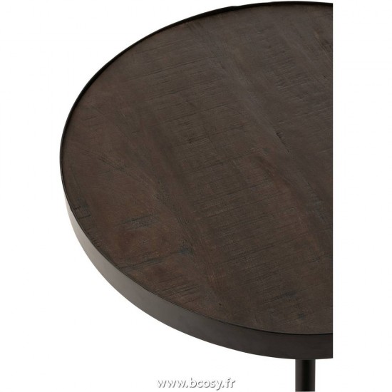 J-Line tables d appoint bouts de canapé Jolipa Jline Table Gigogne Fien Bas Bois De Manguier Fer Brun Fonce Noir