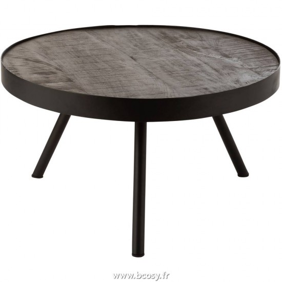 J Line Table Gigogne Fien Bas Bois De Manguier Fer Brun Fonce Noir 60 Jline 5633 by Jolipa 5633