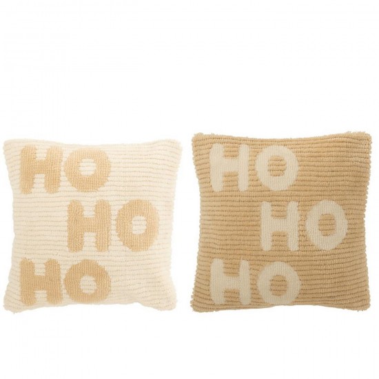 J-Line J Line coussins Jolipa Coussin Hohoho Polyester Blanc Beige Assortiment De 2.