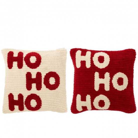 J-Line J Line coussins Jolipa Coussin Hohoho Polyester Rouge Noël Blanc Assortiment De 2.