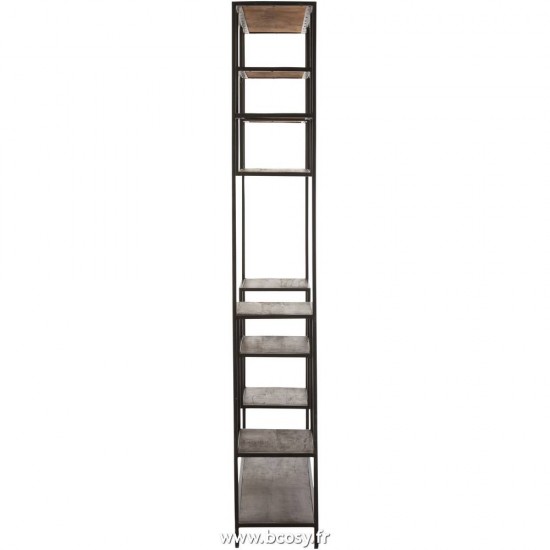 J-Line armoires etageres rayons ouvertes Jolipa Jline Etagere Fien 10 Planches Bois De Manguier Fer Brun Fonce Noir