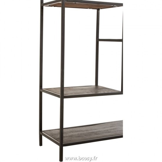 Jolipa Jline Etagere Fien 10 Planches Bois De Manguier Fer Brun Fonce Noir