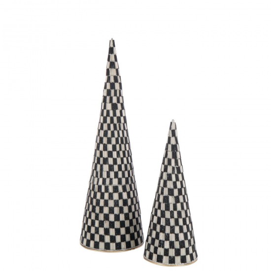 J-Line J Line cones de noel Jolipa Set De 2 Cône Fer Verre Noir Écru.