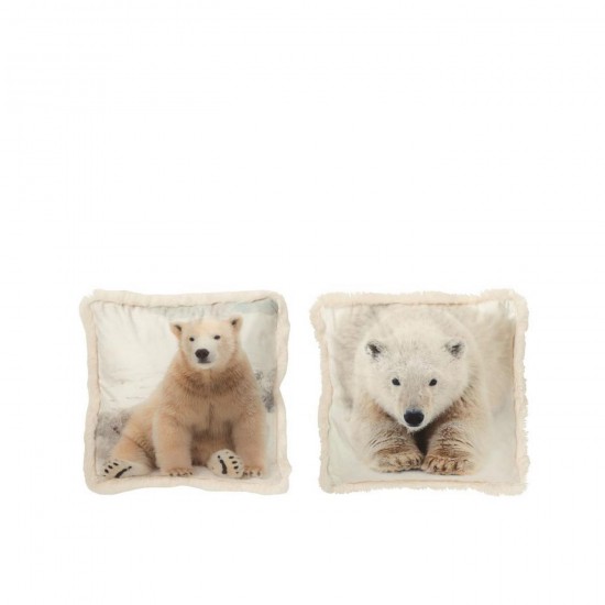 J-Line J Line coussins Jolipa Coussin Ours Polaire Polyester Blanc Cassé Beige Small Assortiment De 2.