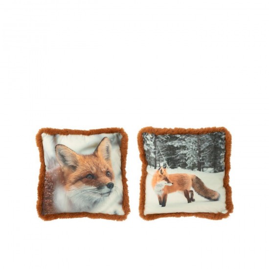 J-Line J Line coussins Jolipa Coussin Renard Polyester Marron Cognac Small Assortiment De 2.