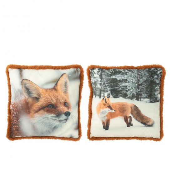 J-Line J Line coussins Jolipa Coussin Renard Polyester Marron Cognac Large Assortiment De 2.