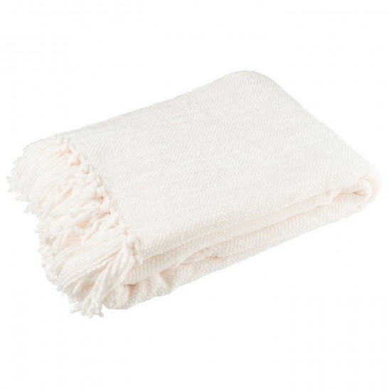 J-Line J Line Jolipa Couverture Chenille Polyester Blanc.