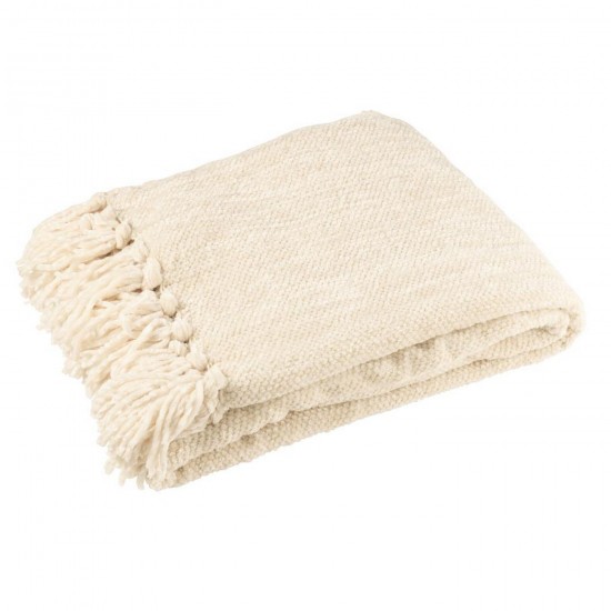 J-Line J Line Jolipa Couverture Chenille Polyester Écru.