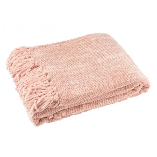 J-Line J Line Jolipa Couverture Chenille Polyester Rose Clair.