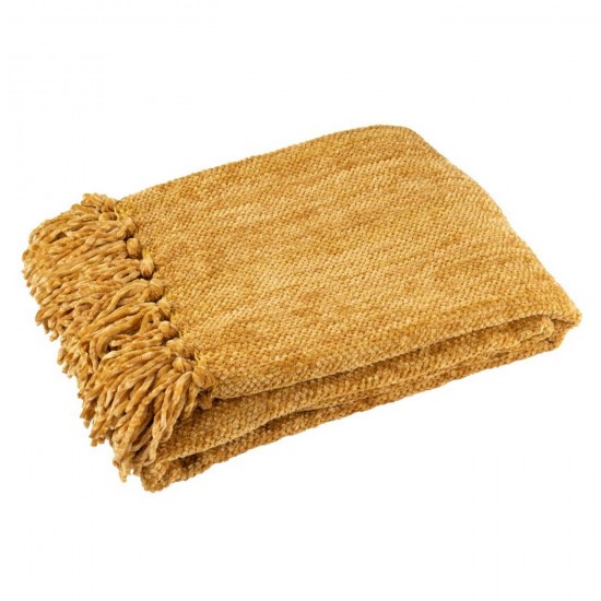 J-Line J Line Jolipa Couverture Chenille Polyester Ocre.
