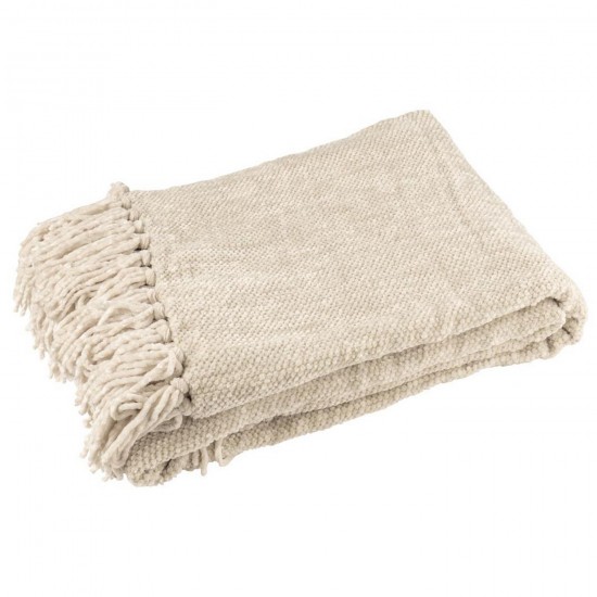 J-Line J Line Jolipa Couverture Chenille Polyester Grège.