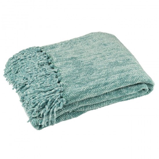 J-Line J Line Jolipa Couverture Chenille Polyester Turquoise.