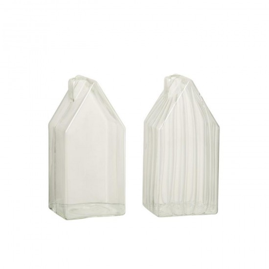 J-Line J Line Maisons Jolipa Maison Plain Ligné Verre Transparent Large Assortiment De 2.