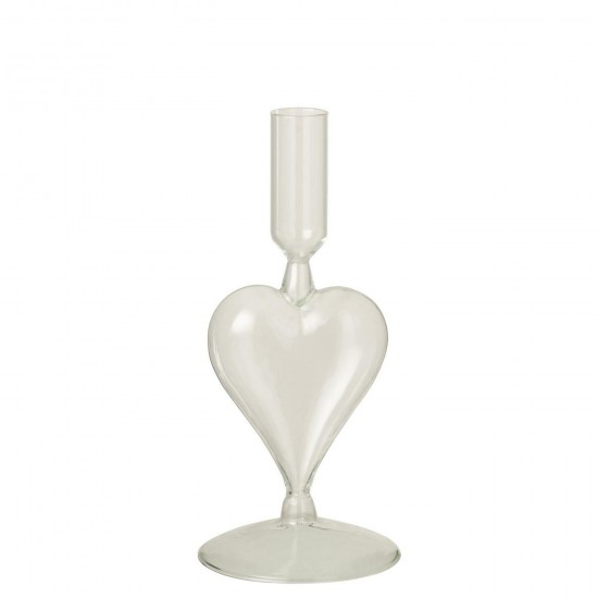 J-Line J Line Porte bougies Porte bougies Jolipa Chandelier Cœur Verre Transparent.