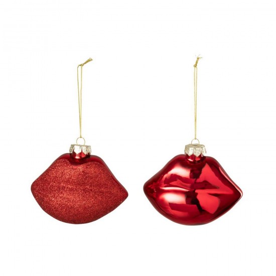 J-Line J Line pendeloques Jolipa Suspension Lèvres Verre Rouge Assortiment De 2.