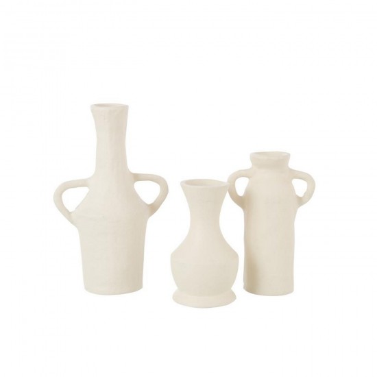 J-Line J Line Vase déco Vases déco Jolipa Set De 3 Vase Aluminium Blanc.