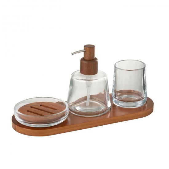 J-Line J Line distributeur de savon. distributeurs de savon Jolipa Distributeur De Savon On Tray Verre Marron Foncé Transpare.