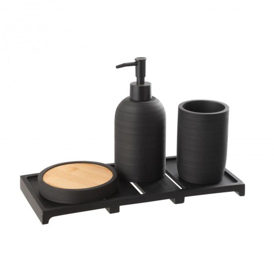 J-Line J Line distributeur de savon. distributeurs de savon Jolipa Distributeur De Savon On Tray Polyrésine Noir Naturel.