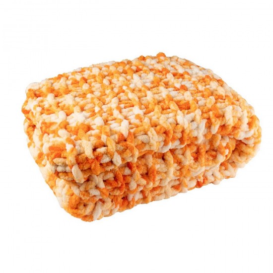 J-Line J Line Jolipa Couverture Tricoté Polyester Orange Blanc.