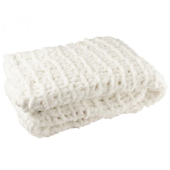 J-Line J Line Jolipa Couverture Tricoté Polyester Blanc.