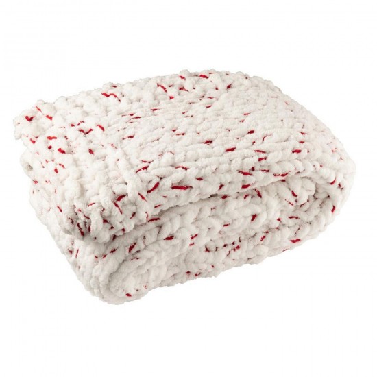 J-Line J Line Jolipa Couverture Tricoté Polyester Blanc Rouge Noël.