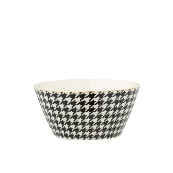 J-Line J Line bols a petit dejeuner Jolipa Boite De 2 Bol Pied De Poule Porcelaine Blanc Noir.