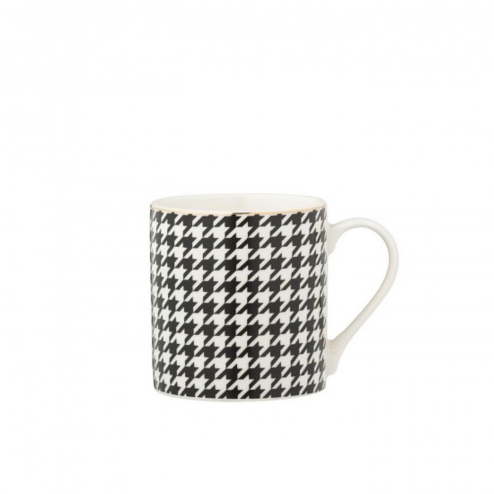J-Line J Line grande tasses Gobelins Jolipa Boite De 1 Mug Pied De Poule Porcelaine Noir Blanc.