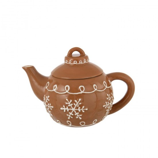 J-Line J Line théières Jolipa Théière Cookie Dolomite Caramel Blanc.